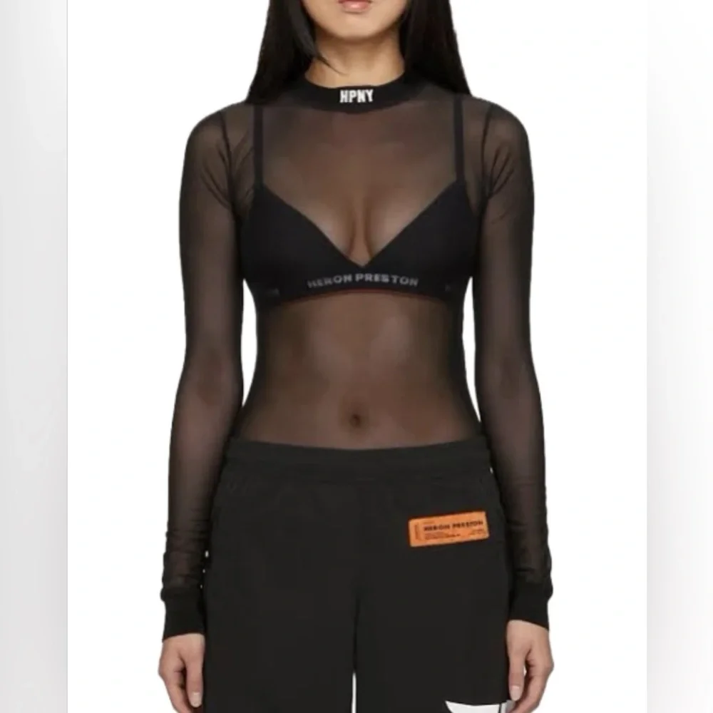 Heron Preston Gothic Black Mesh Bodysuit - Picture 1 of 9